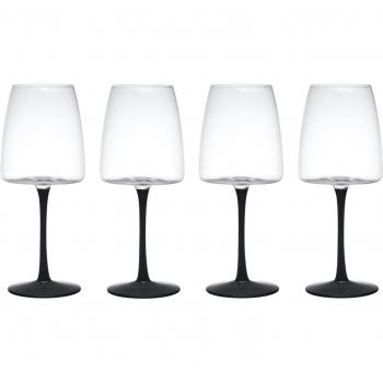 Mikasa Palermo - Juego de 4 copas de vino tinto de cristal, 450 ml, tallos negros, cristal 100% sin plomo, en caja de regalo y aptas para lavavajillas