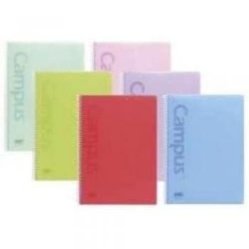 Libreta Espiral A4 T. Plástico 90gr Cuadricula 4x4 Colores Pastel Campus