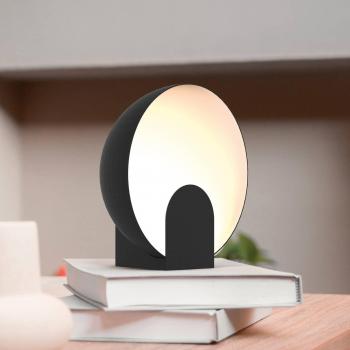 Lámpara de mesa LED OCULO negra Ø 20 cm, 5W, metal, iluminación indirecta