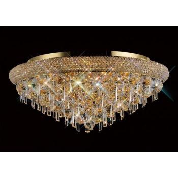 Lámpara de techo Alexetra 9 bombillas oro / cristal, tipo: lámpara de techo, características: 9 bombillas, acabado en oro, elementos de cristal