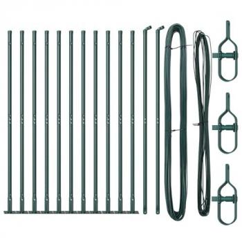 Set de Postes para Cercas con Placas Base, 26 Piezas, Verde Acero