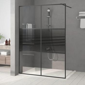 Mampara de Ducha Vidrio ESG Transparente Negro 140x195 cm