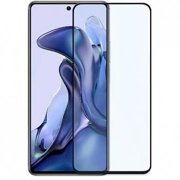 Protector de Pantalla Cristal Templado Premium con Marco Negro para Xiaomi Mi 11T/11T Pro, Borde Redondo, Vidrio Antigolpes 9D 9H, Grosor de 0.3mm