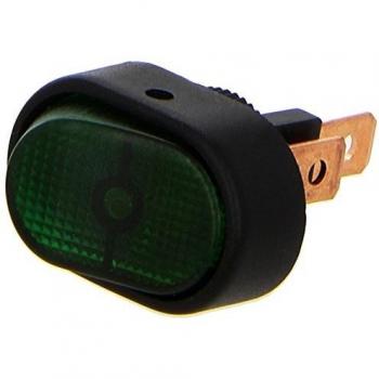HELLA 6EH 007 946-001 Interruptor - Accionamiento por interruptor basculante - Número de conexiones: 3 - atornillado - contacto conmutador - Calibre Ø: 12mm - iluminación interruptor: verde