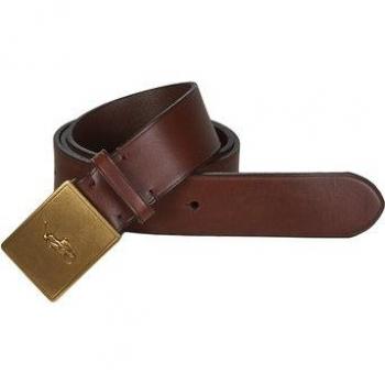 Polo Ralph Lauren Brown Leather Casual Men's Belt with Plaque Buckle