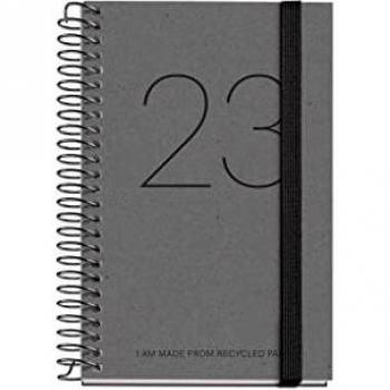 Miquelrius - Agenda anual 2023 Reciclada - Día Página - Tamaño Caddy 80 x 120 mm - Cubierta de cartón