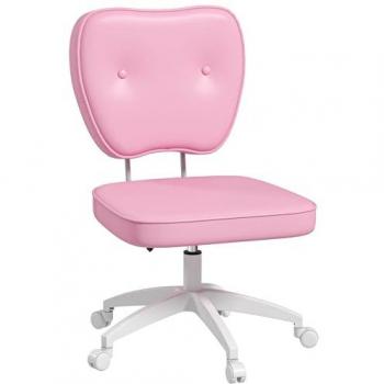 Vinsetto Silla de Escritorio Tapizada en PU Giratoria con Altura Ajustable Sin Brazos Carga 120 kg para Estudio y Dormitorio 46x59x82-92 cm Rosa