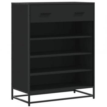 Zapatero Negro de Madera de Ingeniería y Metal 75x38x97,5 cm