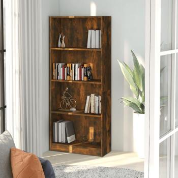 Estantería de Madera Multicapa Smoke Oak 4 Niveles 60x24x142 cm
