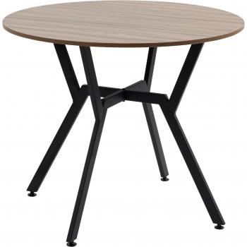 HOMCOM Mesa de Comedor Redonda Industrial Encimera Madera Marco Acero Ø90x76 cm Marrón