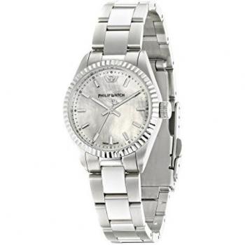 Philip Caribe Women's Quartz Watch with White Dial Analogue Display and Orange Stainless Steel Strap R8253107508