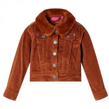 Chaqueta Infantil de Manga Larga Cuello Vuelto Pana Color Coñac 140