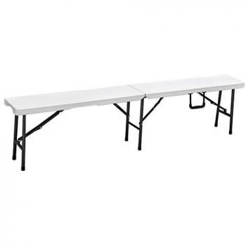 Banco Plegable de Polietileno de Alta Densidad con Estructura de Acero, Sistema Plegable, Asa para Transportar, Cierre de Seguridad, Capacidad para 3/4 Personas, Color Blanco Roto,