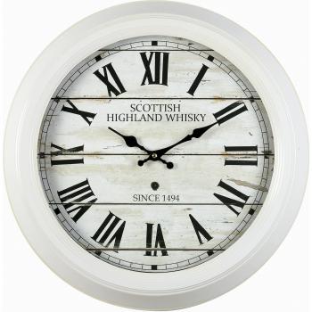 Reloj de pared redondo escocés blanco silencioso de 47 cm con números romanos retro