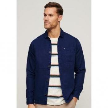Sobrecamisa de Mezcla de Lino Superdry para Hombre Merchant en Marino (XXL) - Casual, Manga Larga, Algodón 2024