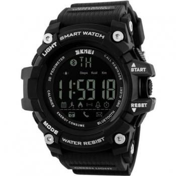 Smartwatch SKMEI 1227 - Negro con Notificaciones de Mensajes, Podómetro Integrado y Monitor de Ritmo Cardíaco
