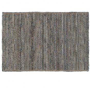 Alfombra Natural Azul de Algodón y Yute 230 x 160 cm