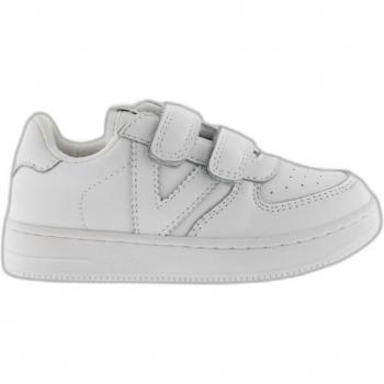 Zapatillas deportivas Victoria Tiempo de efecto piel blanco monocromo con tiras adherentes para niños