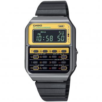 Casio Vintage Heritage Colors Unisex Digital Calculator Watch - Stainless Steel Quartz CA-500WEGG-9B Yellow/Black