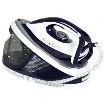 Centro de Planchado Homcom 2600W 100 g/min 8 Bares Suela de Cerámica Función Eco Apagado Automático Antical Autolimpieza Depósito Extraíble 1,5 L Azul