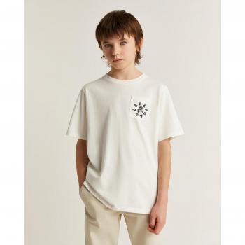Camiseta de niño Scalpers de manga corta con bolsillo en el pecho color Off White