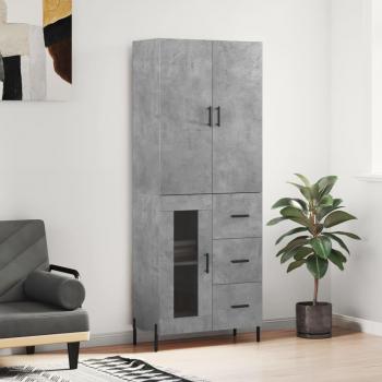 Aparador Alto de Madera Contrachapada Gris Hormigón 69,5x34x180 cm