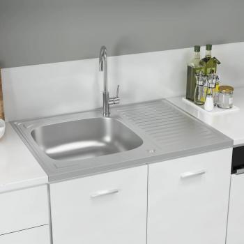 Fregadero de cocina con escurridor acero inoxidable 800x600x155 mm