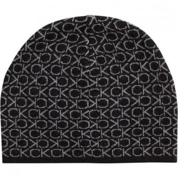 Gorro Calvin Klein Monogram Mezcla de Lana Reciclada y Cashmere Negro K50K509689