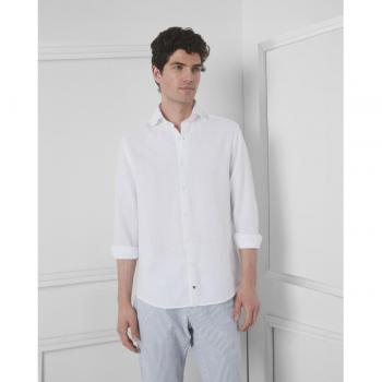 Silbon - Camisa de hombre slim unique lino blanca