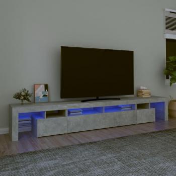 Mueble de TV con luces LED color gris hormigón 260x36,5x40 cm