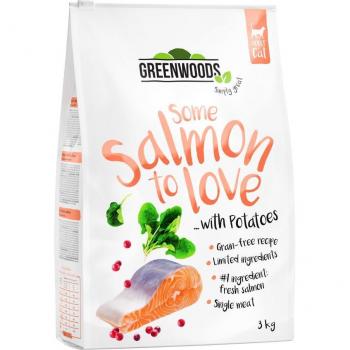 Greenwoods Adult Grain-Free Dry Cat Food - Salmon with Potato, Spinach & Cranberries - Economy Pack: 6 kg (2 x 3 kg)