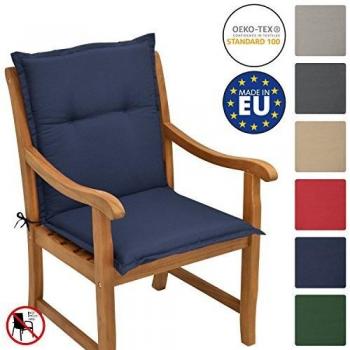 Cojín para Sillas de Balcón Loft NL - Asiento Exterior con Respaldo Bajo, Espuma Compacta, Color Azul Oscuro (100x50x6 cm)