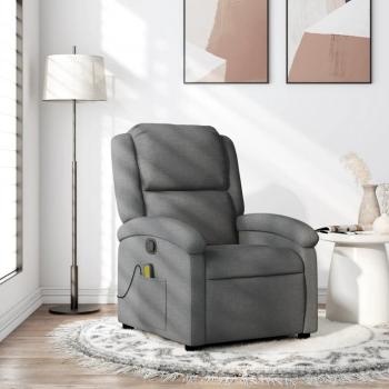 VidaXL Sillón de masaje reclinable de tela gris oscuro
