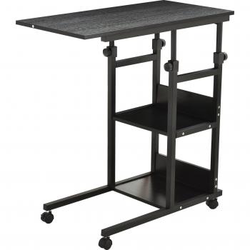 Mesa Auxiliar de Sofá en Forma de C con Ruedas Giratorias y Altura Ajustable