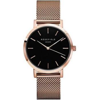 Rosefield Women's Watch The Mercer Rose Gold Round Case - Black Dial MBR-M45