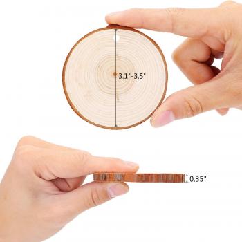Rodajas de Madera Círculos 25pcs 8-9cm Fuyit Discos de Madera Rebanada + 10m Cuerda de Cáñamo Maderas Naturales Perforado Con Corteza de Árbol Para Manualidades DIY