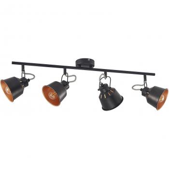 Foco de techo Lindby Mirlinda, 4 luces, diseño industrial en negro, fabricado en metal, tipo E14, adecuado para salón y comedor
