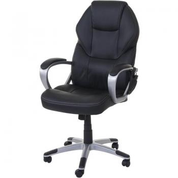 Sillón de Oficina Giratorio con Ruedas, Función de Masaje y Calefactor en Sintético Negro