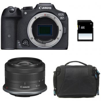 Cámara Mirrorless Canon EOS R7 32.5MP con Lente RF-S 18-45mm f/4.5-6.3 IS STM, Bolsa y Tarjeta SD de 8GB