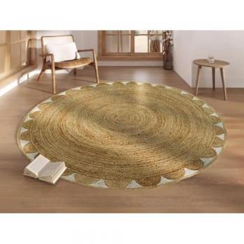 Alfombra Redonda en Forma de Flor 100% Yute Natural - Diámetro 200 cm - Indira