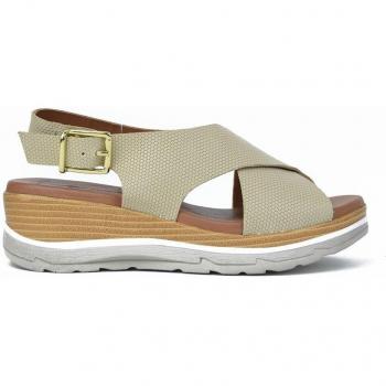Sandalias de cuña de mujer de piel con hebilla