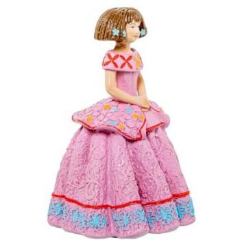 Figura Decorativa Menina Rosa Acrílico Plástico Melamina 11 x 11 x 15 cm