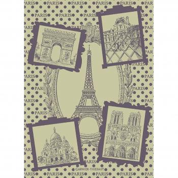 Paños - Garnier 15303 - Paris Monuments Olive - 100% algodón - 56 x 77 cm - no fusselnd.