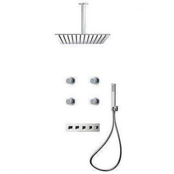 chrome PitengTM Juego de ducha y grifo vaporización cepillado y ducha lluvia cabeza y chorro masaje mineral