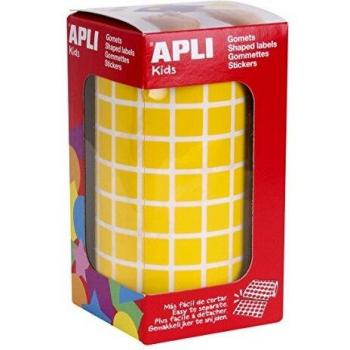 APLI Kids - Rollo de gomets cuadrados 10,0 mm, color amarillo