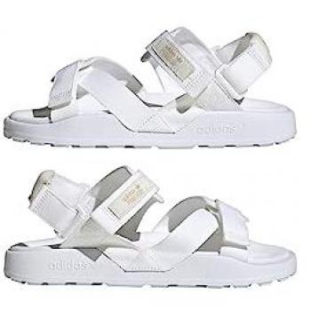 Adidas Women's Adilette Adventure Adjustable Elastic Flat Sandals - White, Size UK 7 (US 10.5)