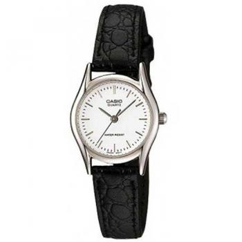 Casio Women's Watch LTP-1094E-7A with Black Strap and White Dial