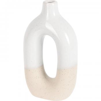 Jarrón Bohemio de Gres Blanco/Beige 31cm