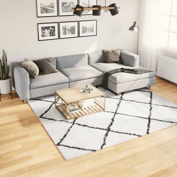 Alfombra de pelo largo Shaggy PAMPLONA moderna crema y negro 240x240 cm