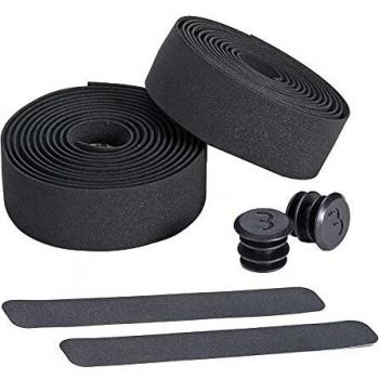 BBB Cycling - Cinta para manillar de bicicletas antideslizante especial para bicicletas de ciclismo y urbanas. Incluye cinta de acabado y tapones de manillar. Color Negro - Modelo RaceRibbon BHT-01